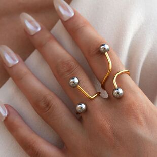 Balls Steel Line Gold Stainless Rings Design Fashion