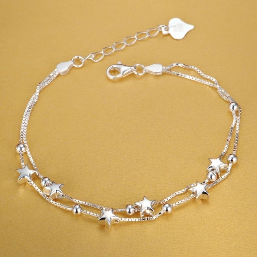 sterling silver beautiful stars bracelets for women korean