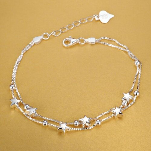 sterling silver Beautiful stars Bracelets for women korean