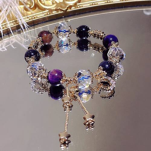 Gentian Crystal Bracelet with Fragrance and Purple Tiger