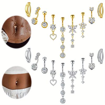 1pcs Belly Button Ring Dangle Stainless Steel Belly Rings