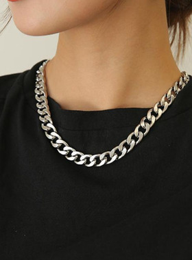 Stainless Steel Chain Necklace Long Hip Hop Cuban Chains On