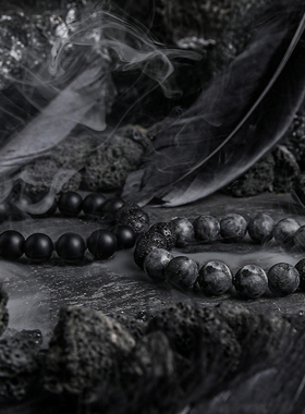 Dark Series Retro Black Natural Labradorite Moonstone Bead