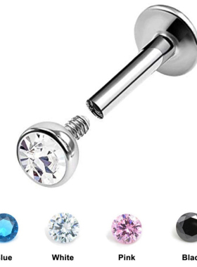 1Pc 1.5-4mm Colorful Zircon Gem Labret Lip Stud Ring