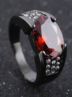 Simple Trend Red Zircon Rings for Men Casual Party Jewelry