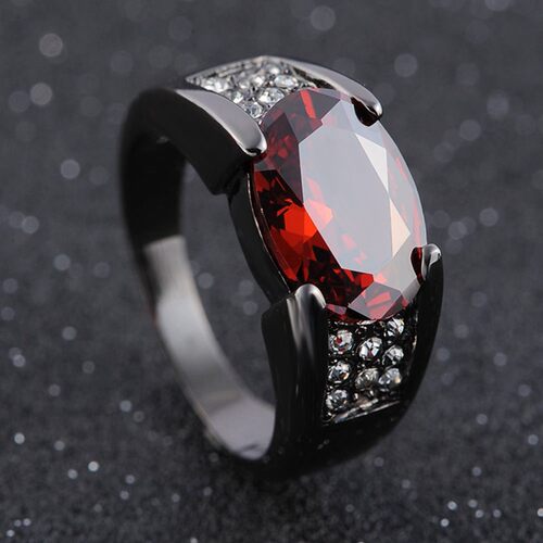 Simple Trend Red Zircon Rings for Men Casual Party Jewelry