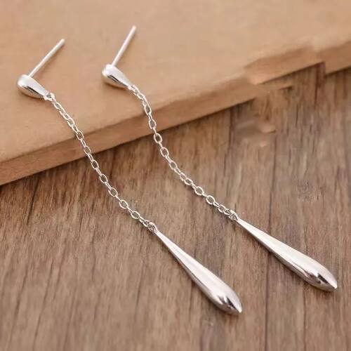 Sterling Silver Earrings For Women Trendy Waterdrop Long
