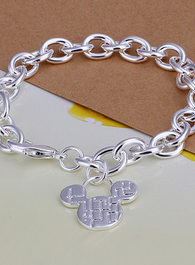 Fashion 925 Silver Cute Mickey Charm Bracelet Jewelry