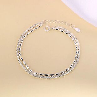 Shiny Sterling Silver Chain Bracelets For Women Design Doubl