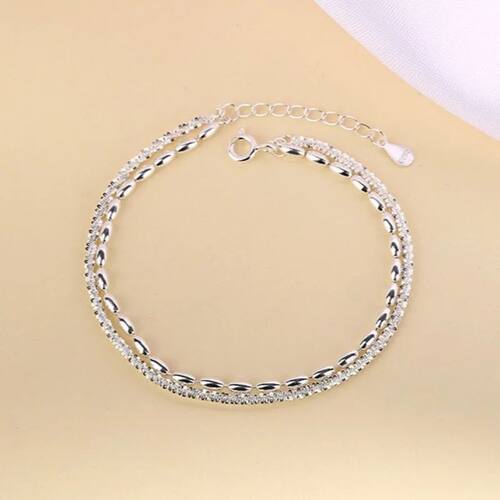 Shiny Sterling Silver Chain Bracelets For Women Design Doubl