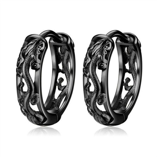 KOFSAC New Vintage Punk Creative Hollow Black Gold Dragon