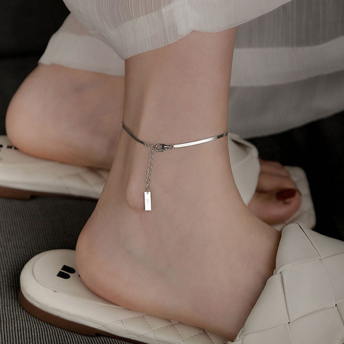 Charm Silver Stainless Steel Snake Chain Anklet For Women