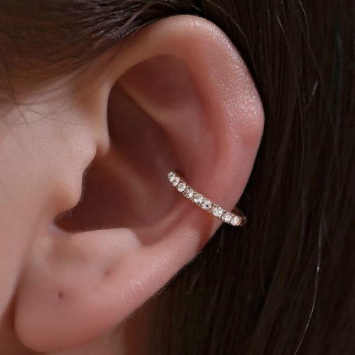 Korean Crystal Clip Earrings For Women Zircon Earing