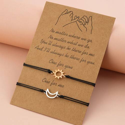 2pcs/set Minimalist Sun Moon Charm Couple Bracelet