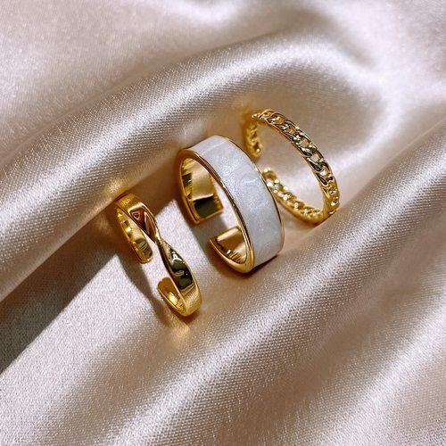 3PCS Punk Minimalist Gold Color Ring for Women Anillos