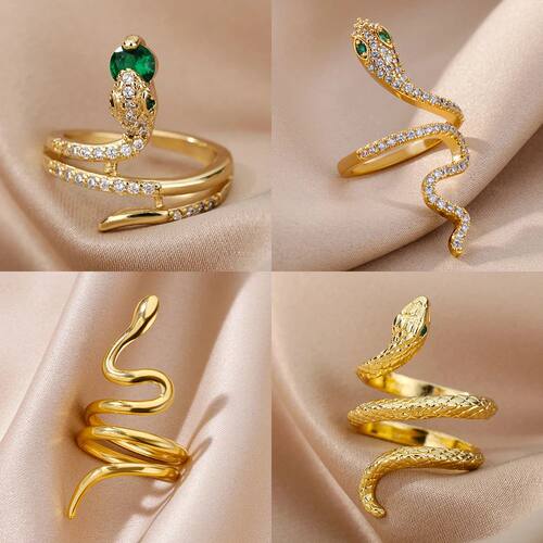 Snake Rings For Women Men Stainless Steel Gold Color Open