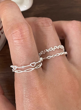 Sterling Silve Love Heart Hollowed Out Ring For Women Girl