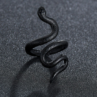 Rings for Men Women Punk Goth Snake Ring Exaggerated Black