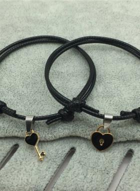 2 PCs/lot New Arrival Couple Bracelet Alloy key Heart Lock