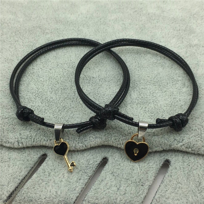 2 PCs/lot New Arrival Couple Bracelet Alloy key Heart Lock