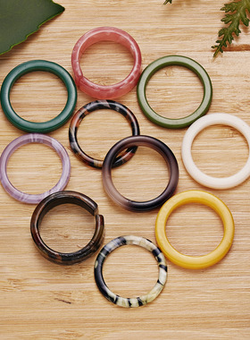 New Korea Aesthetic Colourful Resin Acrylic Rings Set for