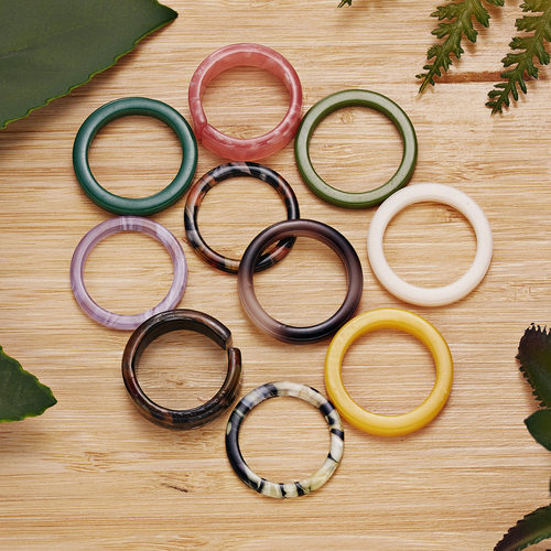 New Korea Aesthetic Colourful Resin Acrylic Rings Set for