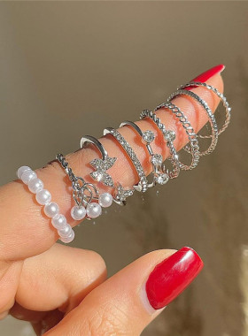 Fashion Hollow Butterfly Ring Set 9PCS Elegant Vintage