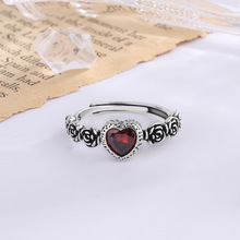 Retro Thai silver old rose love ring female simple fashion