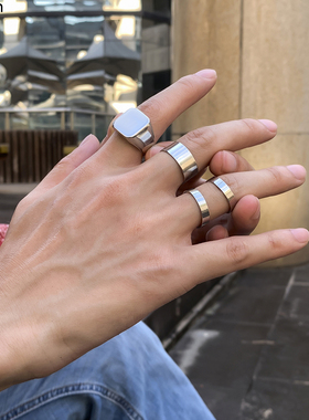 4Pcs/Set Hiphop Men's Ring Accessories Geometric Thick Size