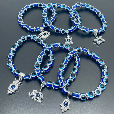 Blue Evil Eye Bracelet Hand of Fatima Turkey Thousand Eyes