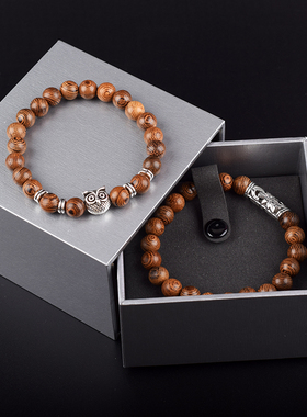 Couple Natural Tiger Eye Weathered Stone Stainless Steel