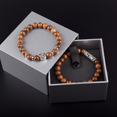 Couple Natural Tiger Eye Weathered Stone Stainless Steel