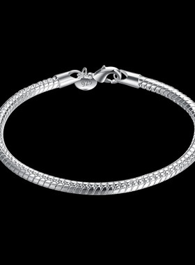 Hot new 925 Sterling Silver Bracelets for women men 4MM