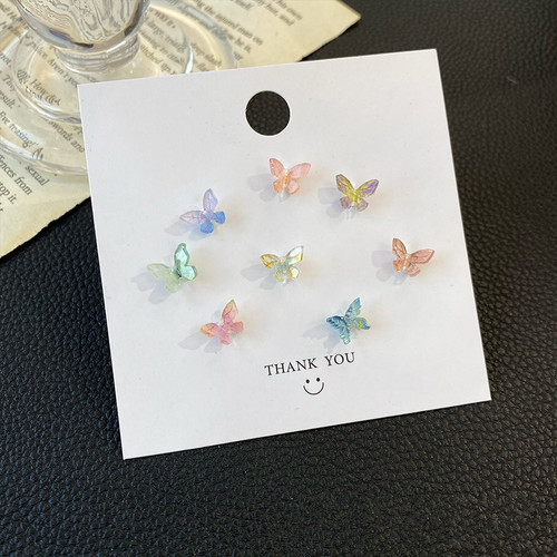 Simple Colorful Fairy Stereo Butterfly Stud Earrings For