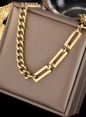 316L Stainless Steel New Trendy Gold Color Cuba Chain Charm