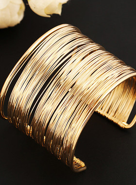 Fashion Women's Multilayer Metal Wires Strings Open Bangle