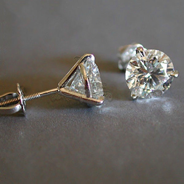 Luxury Female 6/7/8mm Round Lab Diamond Earrings 100% Real