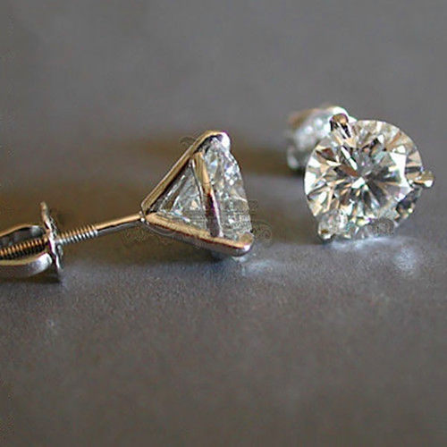 Luxury Female 6/7/8mm Round Lab Diamond Earrings 100% Real