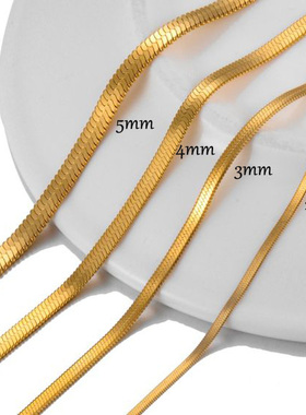 Women Snake Chain, 3/4/5mm Flat Herringbone Chain Chokers,