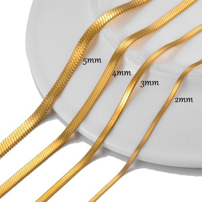 Women Snake Chain, 3/4/5mm Flat Herringbone Chain Chokers,