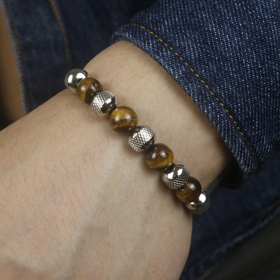 2023 Fadeless Stainless Steel Stone Bracelet Men Natural