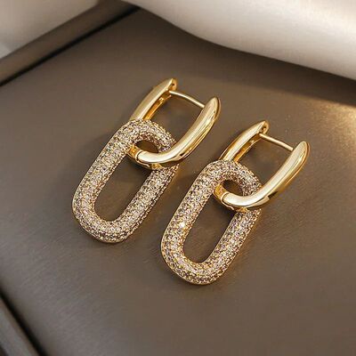 Retro Double Loop Design Drop Earrings Gold Silver Color