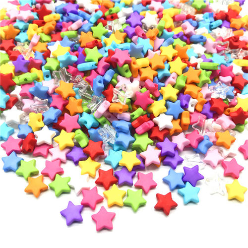 100pcs 9mm Acrylic Spacer Beads Five-pointed Star Rainbow