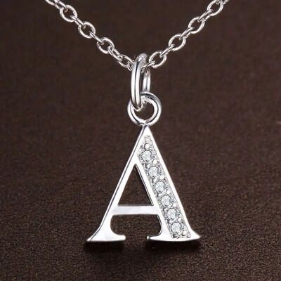 New Sterling Silver Necklace 26 Letter Pendant For Women