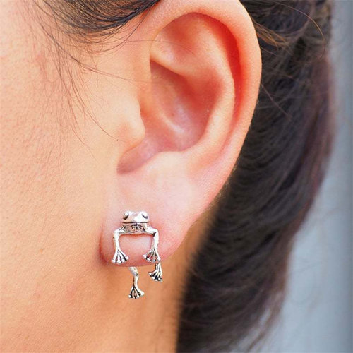 Cute Frog Earrings For Women Girls Animal Gothic Stud