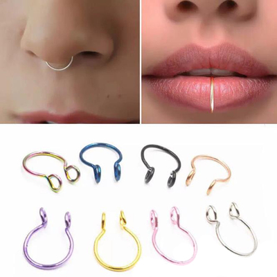 2pcs U Shaped Fake Nose Ring Hoop Septum Rings Stainless