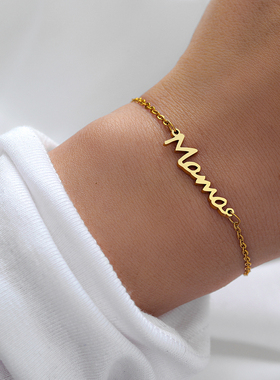 Stainless Steel Bracelets Letter Mama Pendant Chains