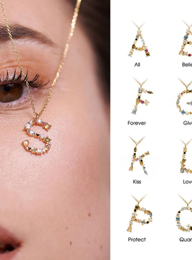 INS 925 Sterling Silver Gold Letter M Pendant Initial F