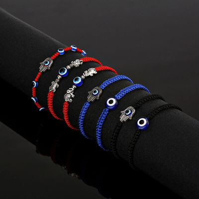 Blue Lucky Evil Eye Hand of Fatima Bracelet for Women Men