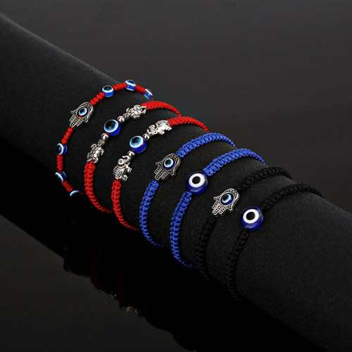 Blue Lucky Evil Eye Hand of Fatima Bracelet for Women Men